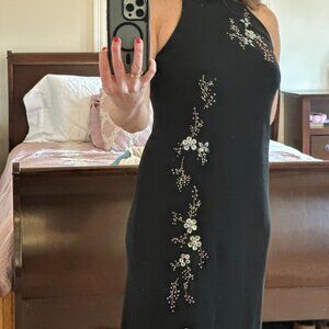 Black beaded formal gown